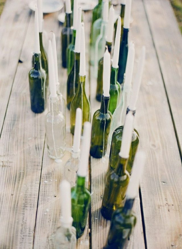 bröllopsdekorationsflaskor grön ljusstake mittpunkt