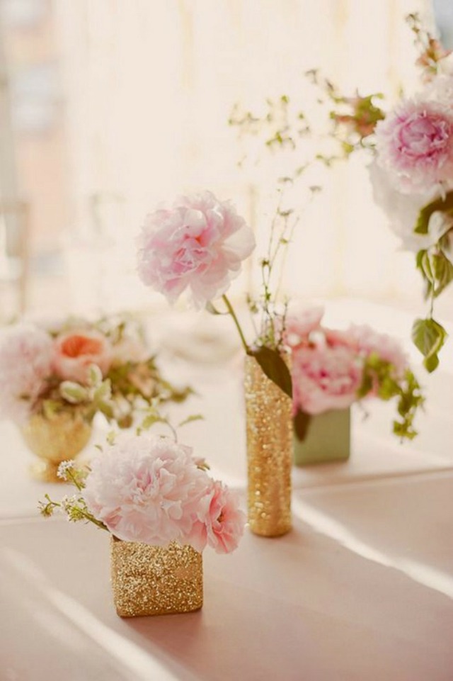 bröllop dekoration vaser guld glitter bord dekorera