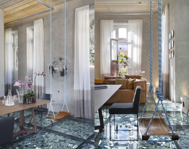 design-golv-spegel-skärvor-gung-vardagsrum-matplats-matbord
