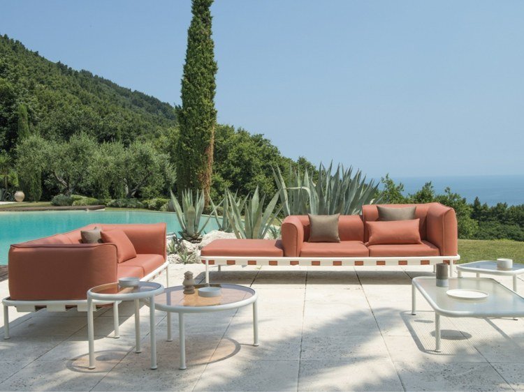 design trädgårdsmöbler dock-soffa-modulär-orange-korall-färg-modern