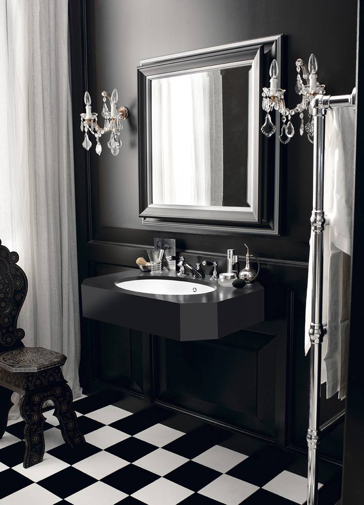 design handfat badrum barock stil svart och vitt ädel