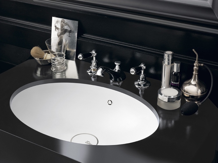 design handfat badrum barock svart vit oval lyx
