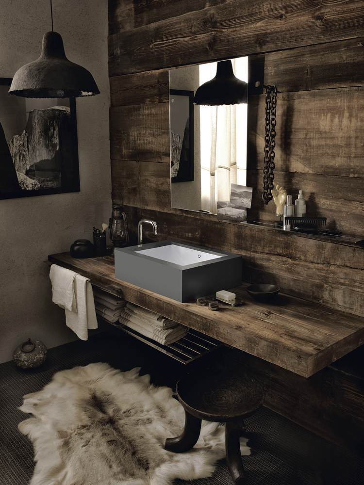 design handfat badrum modern lantlig trä handfat