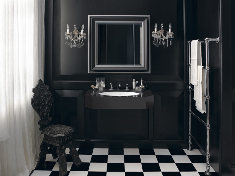 design handfat badrum retro barock ädel lyx svart och vitt
