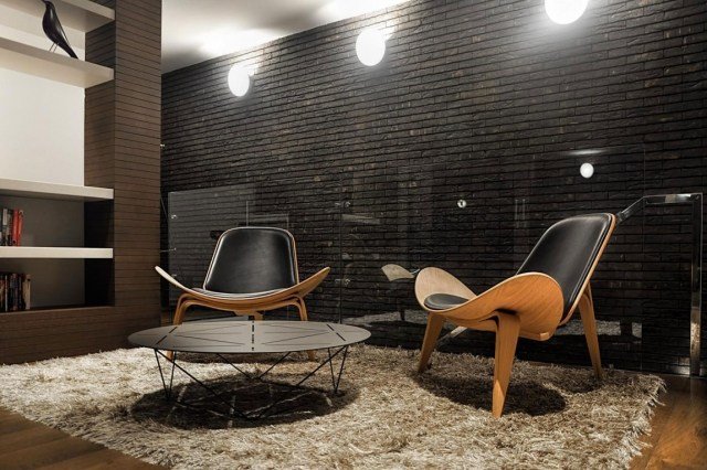 design stolar läder trä material bord matta