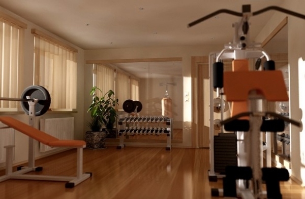 fitnessstudio hemma trägolv enkel design