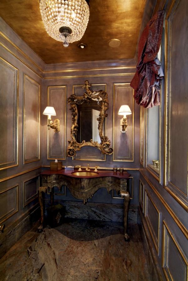 Toalettbord spegel väggmöbler-förgylld ram rokokostil