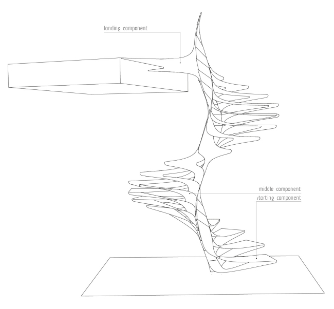 designkoncept skiss foglio spiraltrappa glasfiber