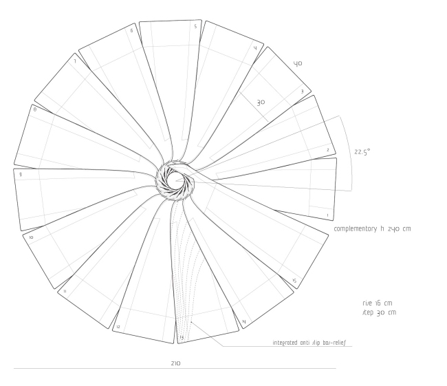 koncept spiraltrappa av glasfiberstudio Disguincio Co plan