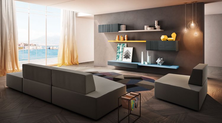 design-soffa-brun-vardagsrum-geometrisk-rutschbana