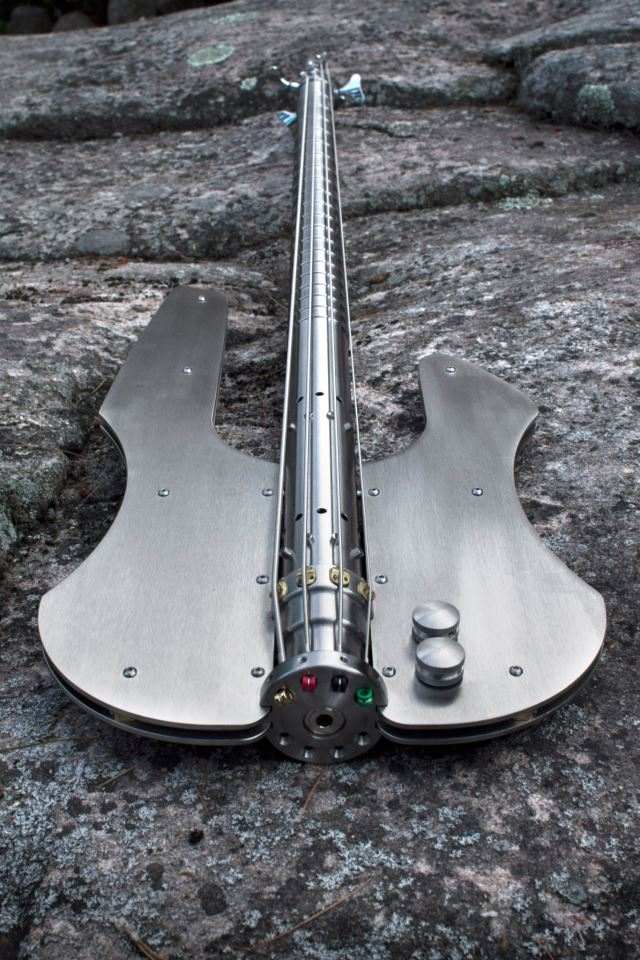 gitarr rostfritt stål kropp hals hals strängar metall