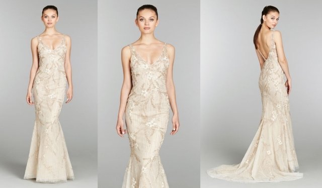 lazaro-2013-enkel-bröllopsklänning-ecru-broderade-blommor-v-hals-tåg-naken-rygg