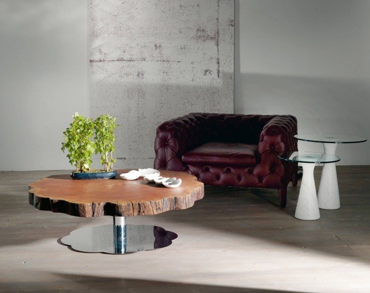 Trädstam trä metall soffbord moderna designmöbler