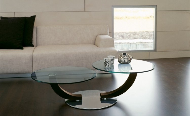 Soffbord glas trä moderna möbler neutrala färger