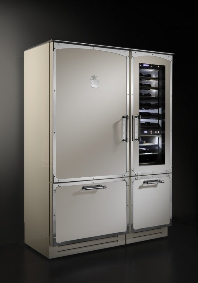 retro kylskåp i köksdesign i rostfritt stål av officine gullo