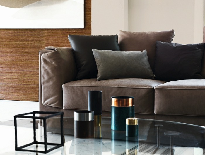 soffa elegant flou design soffbord glas brun soffa