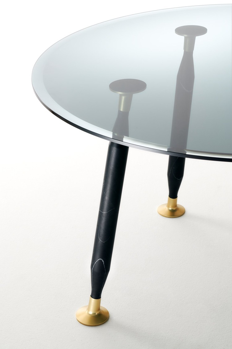 Designer glasbord guldmarmor bordsben tunn glasplatta