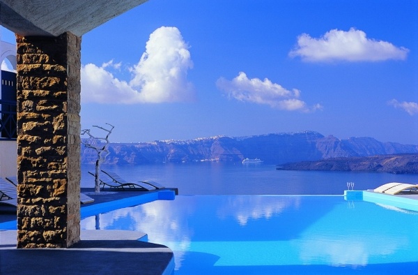 hotelldesign i santorini astrate suites infinity pool