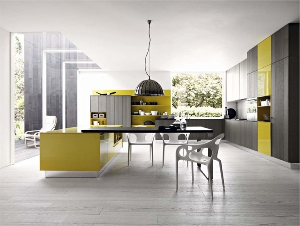 trendiga designer kök matbord stolar italienska väggfärger accenter av färg