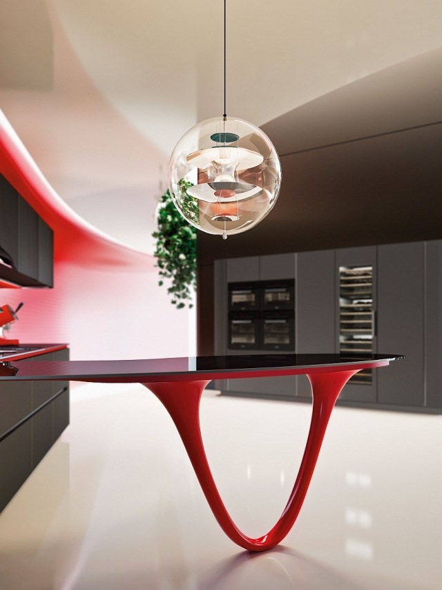designer-kök-disk-högglans-röd-svart-bänkskiva