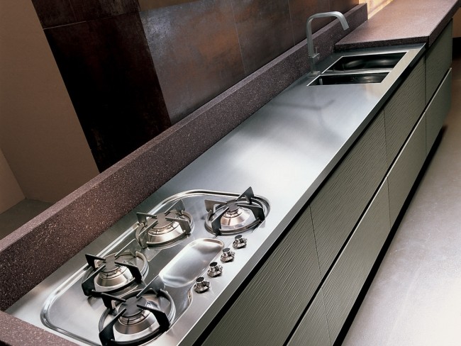 Design modernt kök rostfritt stål finish Onda