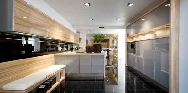 trämotiv golvplattor modern köksdesign av nolte