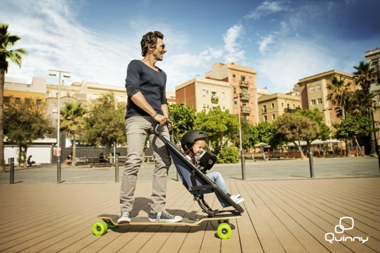 designer barnvagn idé quinny skateboard