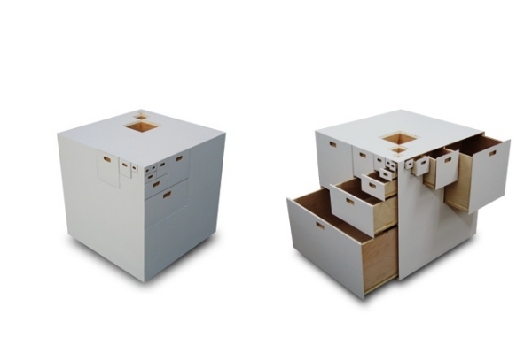 designer trä byrå lådor kub dewall