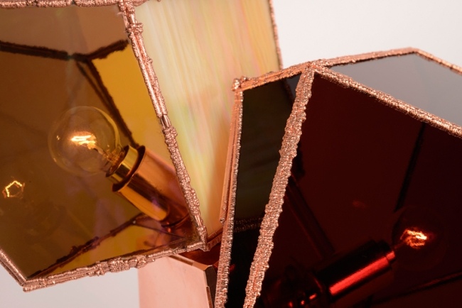 Golvlampa glödlampa färgat glas-asymmetriskt utformat