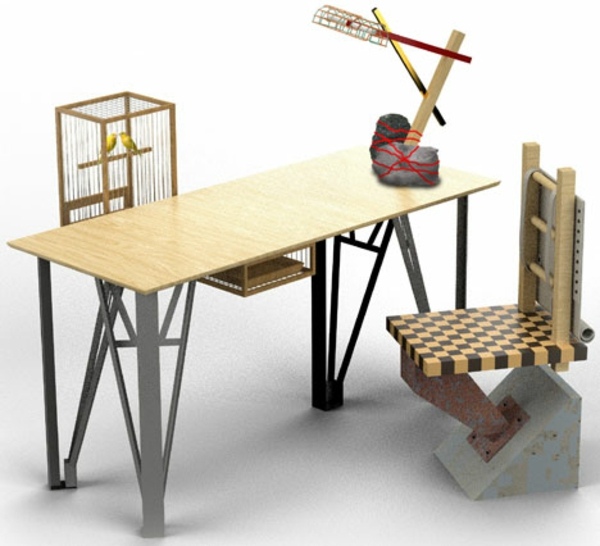 Utställning sittgrupp skrivbord stol bordslampa