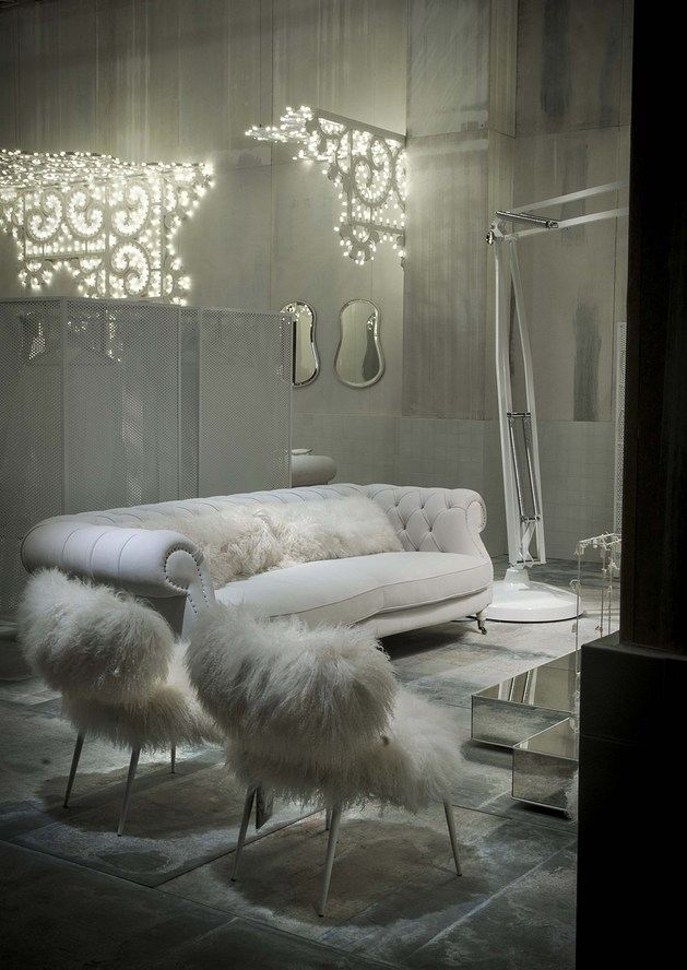 designmöbler vit vardagsrumskollektion pälsfåtöljer soffa