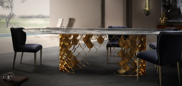 brabbu koi matbord gyllene element Kina inspirerad