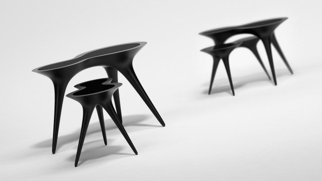 Stativ bordsmöbler design modern svart Futuristisk Schreiber-Tim