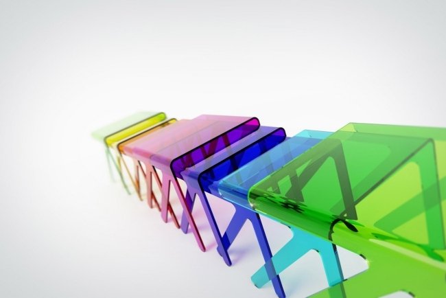 Moderna färgglada bord plexiglas-transparenta möbler vardagsrum