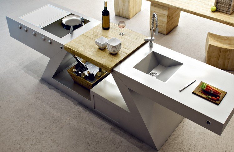 Designer multifunktionsbord rostfritt stål konstruktion-diskbänk-kokplattor