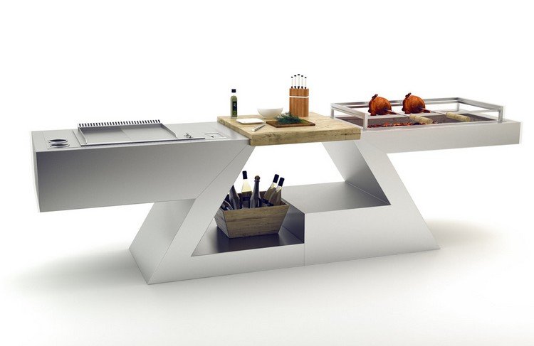 Designer multifunktionsbord förvaringsutrymme-grillplatta-kolgrill-kök