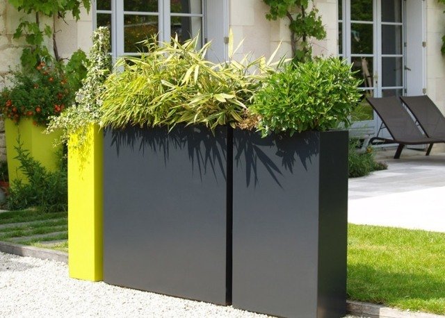 Designer planteringsfibercement rektangulär svart gul