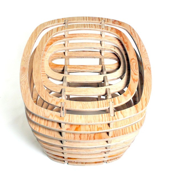 Slinky vårfåtölj design-trä segment-monterad modulstruktur