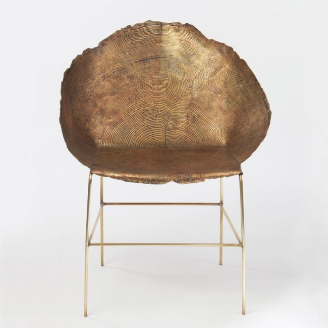 Designer stolar säte trädstam korn metall sharon platser
