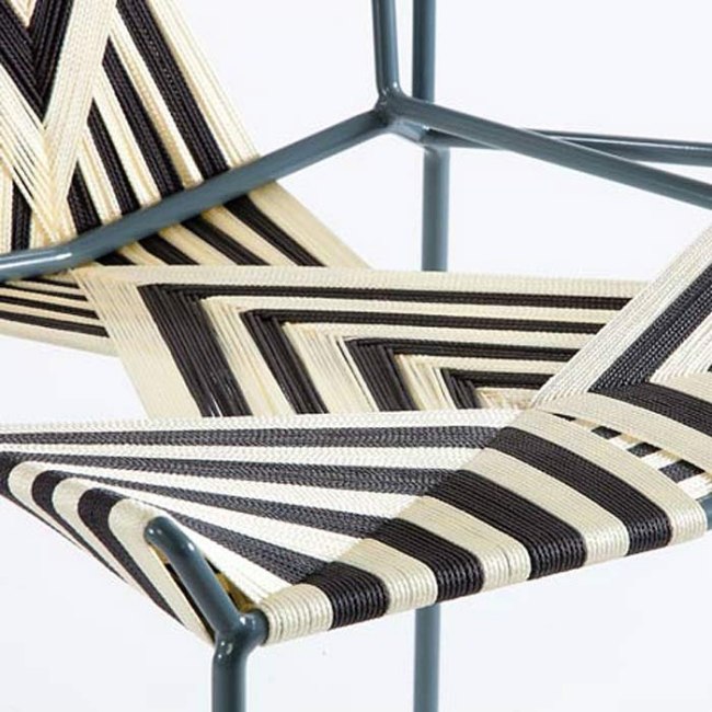 designer vävstolar COD rostfritt stål ram vävt geometriskt mönster
