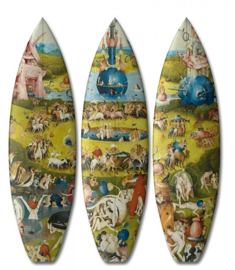Designer surfbrädor -bosch-triptyon-surfbräda-konst-boom-konst
