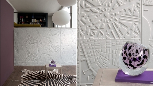 kreativt fiberduk tapet vit vägg