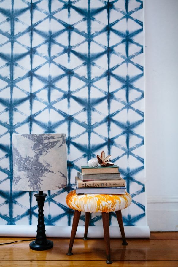 Modern textilkonstvägg som täcker idéer-shibori väggdesign-tapetmönster