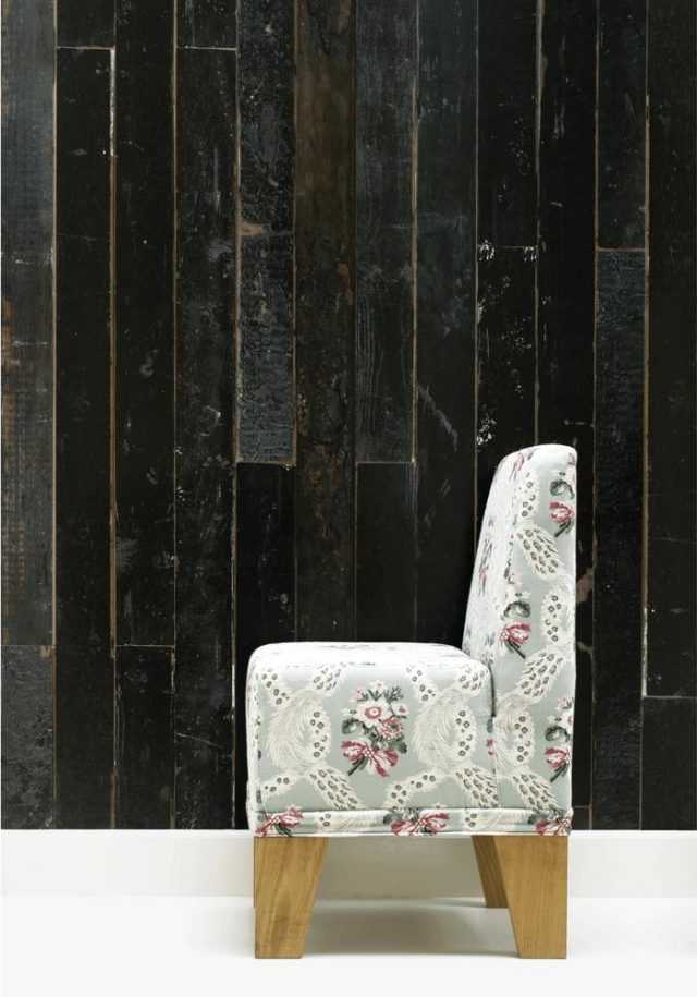 tapetdesign rustika golvbrädor i trä väggoptik svart Piet Hein Eek