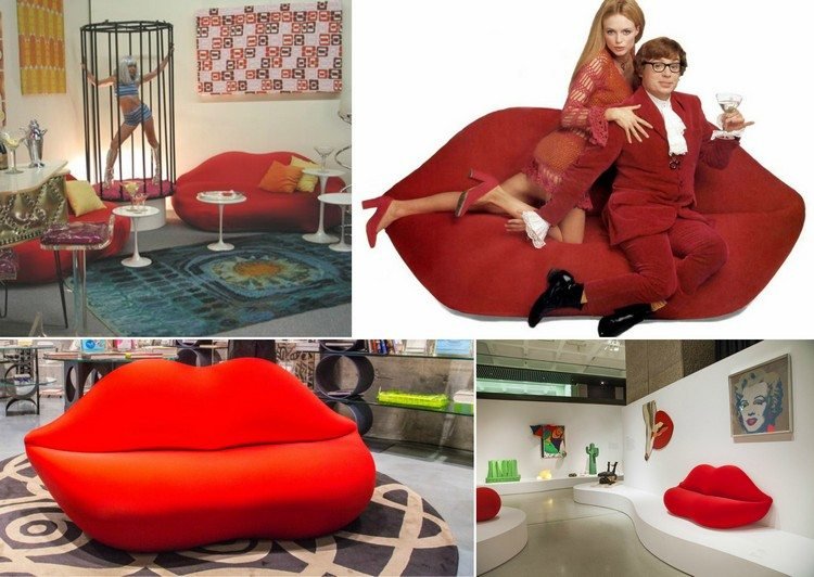 design-klassiker-möbler-röd-soffa-läpp-form-bocca-läpp-soffa-gufram
