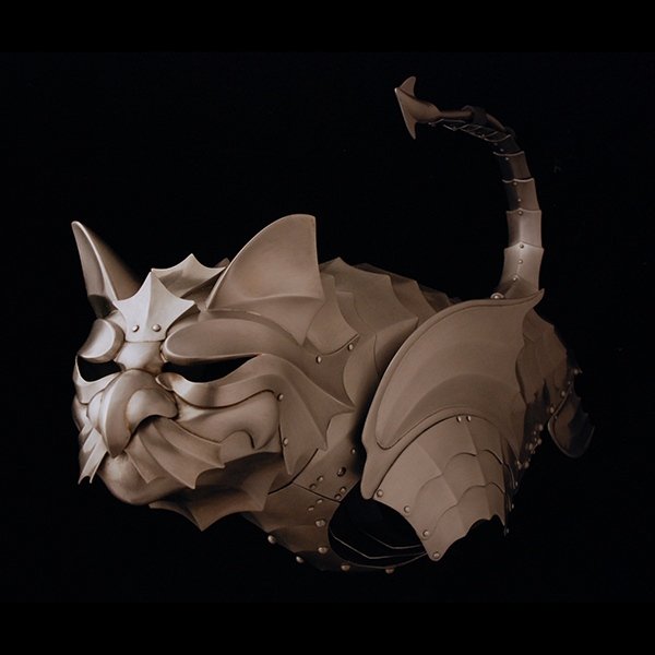dragon cat art rustning skulpturer av Jeff de Boer