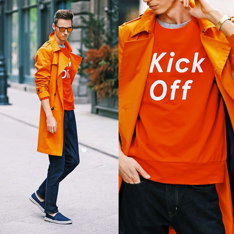 modetrender-herr-2017-2018-orange-färg-sportig-trenchcoat