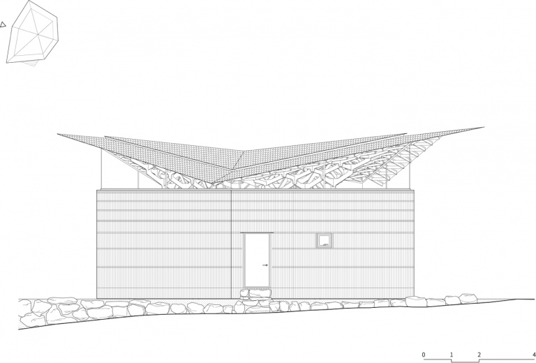Arkitektonisk husplan, ingång från sidan