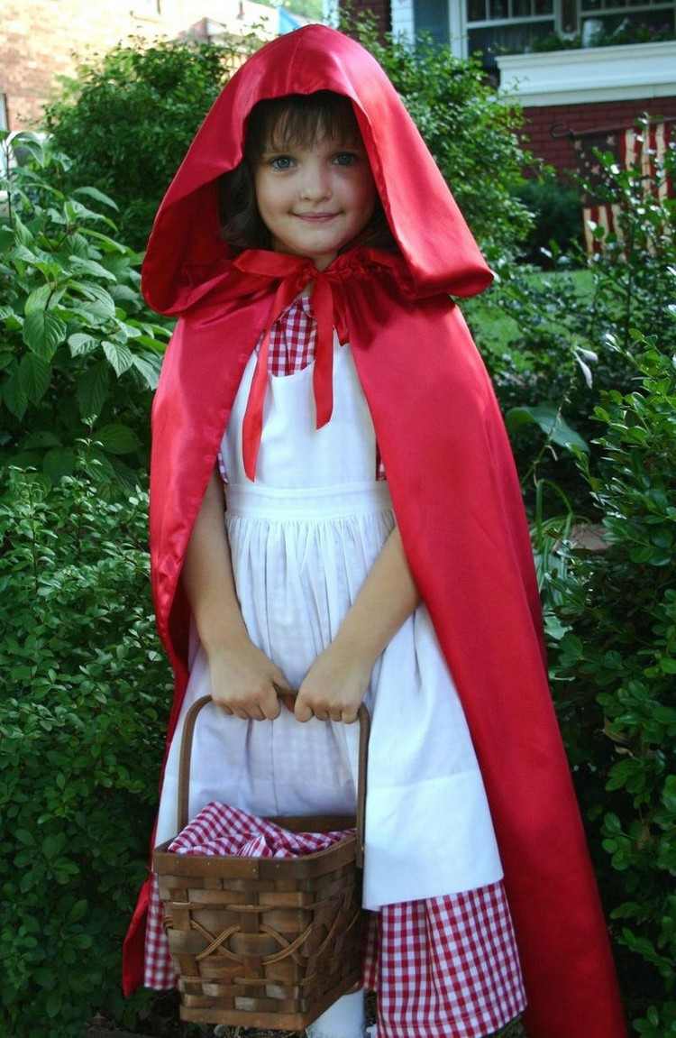 karneval-kostym-barn-tjej-liten röd huva-förkläde-korg