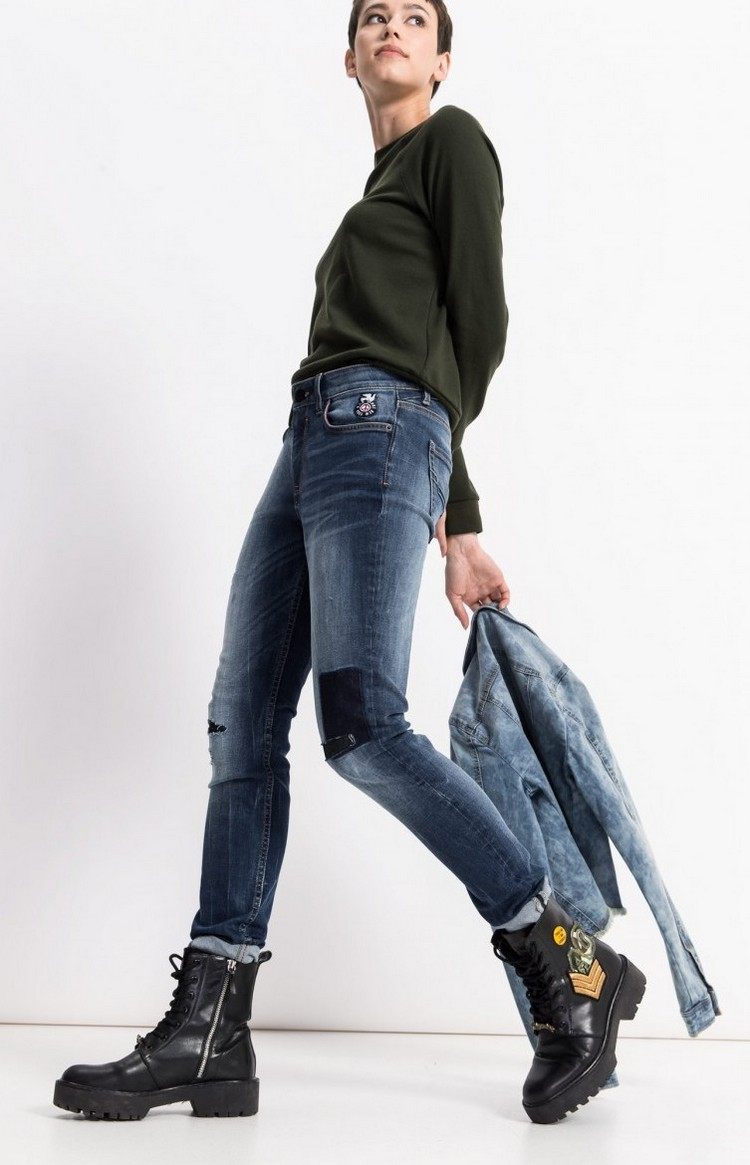 lapptäcke jeans används tvätt modern trend